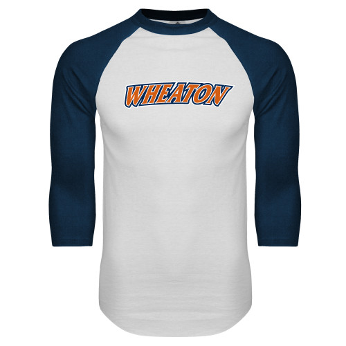  White/Navy Raglan Baseball T Shirt - Athletics Wordmark