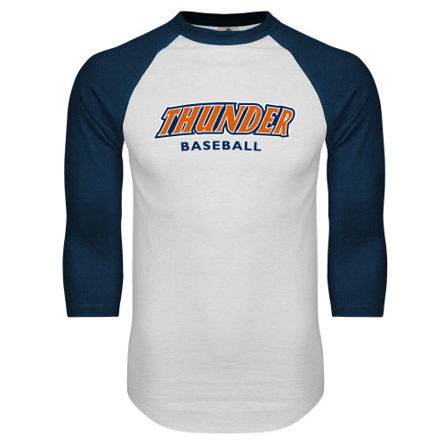 White/Navy Raglan Baseball T Shirt - Thunder Baseball