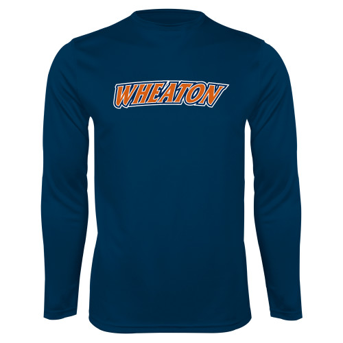  Navy Performance Long Sleeve Shirt - Athletics Wordmark