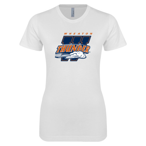  Next Level Womens White Boyfriend Tee - Primary Athletics Mark