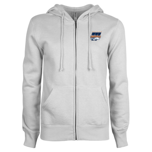  ENZA Womens White Fleece Full Zip Hoodie - Primary Athletics Mark