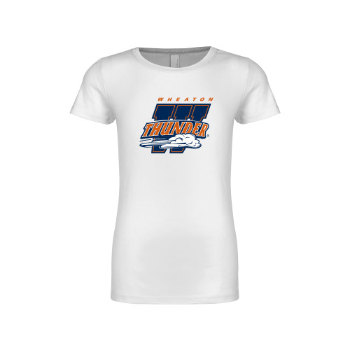  Next Level Girls White Fashion Fit T Shirt - Primary Athletics Mark