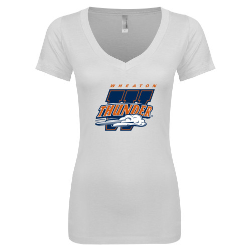  Next Level Womens White Ideal V Tee - Primary Athletics Mark