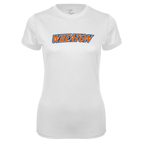  Womens White Performance Tee - Athletics Wordmark