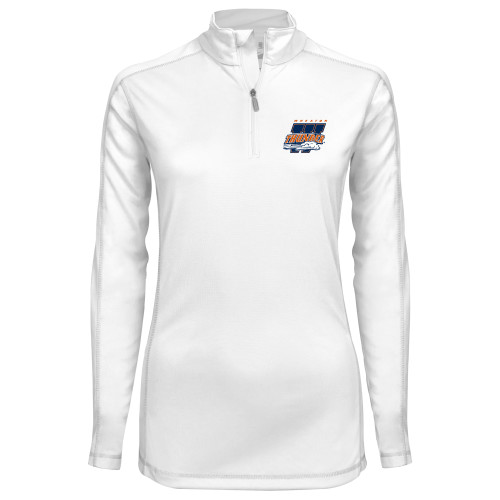  Syntrel Womens White Interlock 1/4 Zip - Primary Athletics Mark