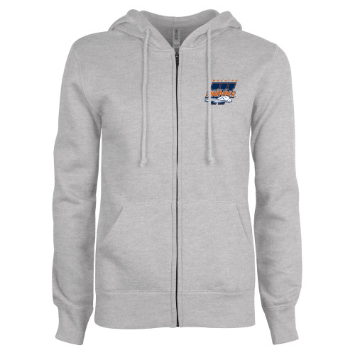  ENZA Womens Grey Fleece Full Zip Hoodie - Primary Athletics Mark