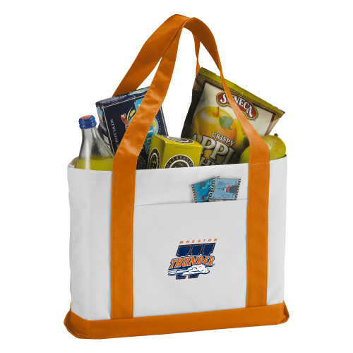  Contender White/Orange Canvas Tote - Primary Athletics Mark