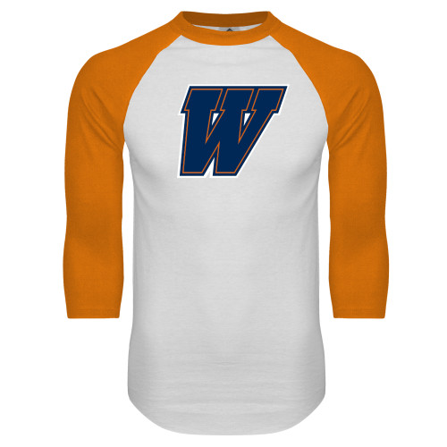  White/Orange Raglan Baseball T Shirt - W