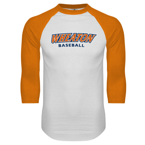  White/Orange Raglan Baseball T Shirt - Wheaton Baseball