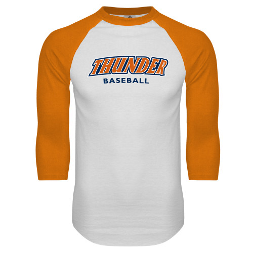 White/Orange Raglan Baseball T Shirt - Thunder Baseball