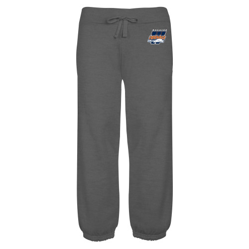  ENZA Womens Dark Heather Banded Fleece Capri - Primary Athletics Mark
