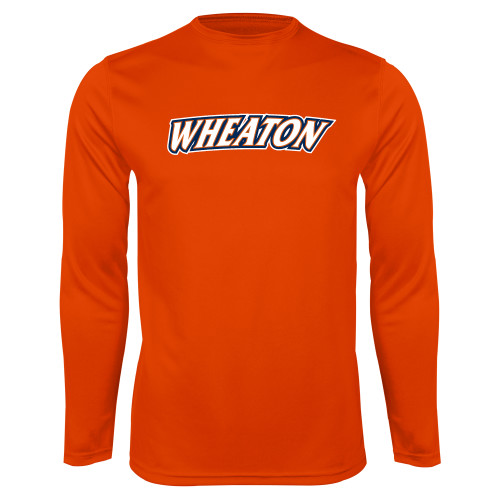  Orange Performance Long Sleeve Shirt - Athletics Wordmark