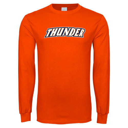  Orange Long Sleeve T-Shirt - Thunder Wordmark
