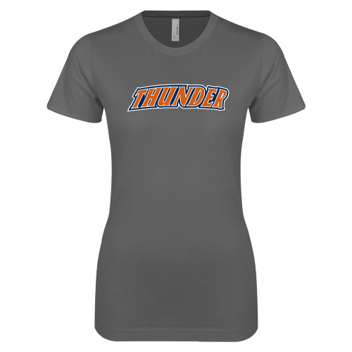  Next Level Womens Charcoal Boyfriend Tee - Thunder Wordmark