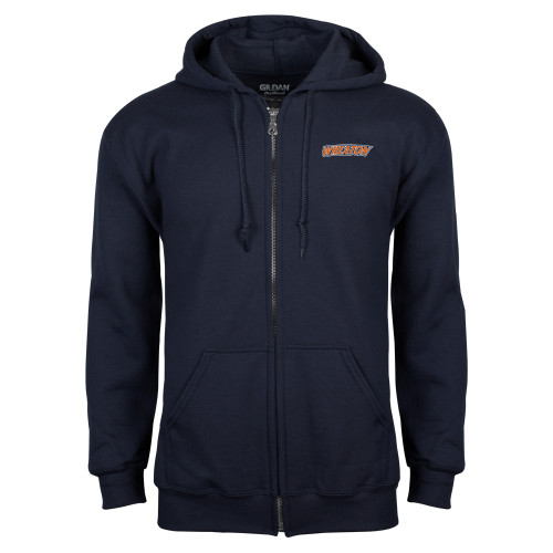  Navy Fleece Full Zip Hoodie - Athletics Wordmark