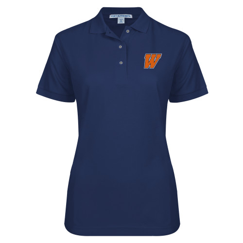  Womens Silk Touch Navy Pique Polo - W