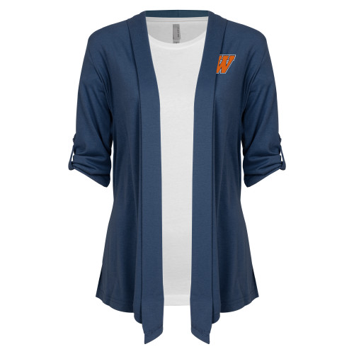  Womens Navy Drape Front Cardigan Sweater  - W