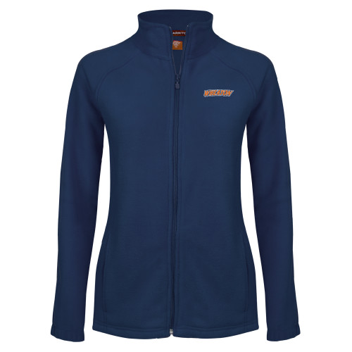  Womens Navy Fleece Full Zip Jacket - Athletics Wordmark