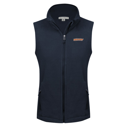  Womens Navy Fleece Full Zip Vest - Athletics Wordmark