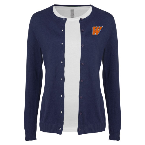  Womens Navy Cardigan Sweater - W