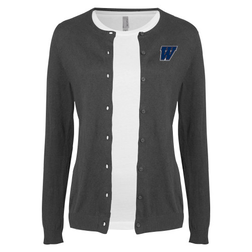  Womens Charcoal Cardigan Sweater - W