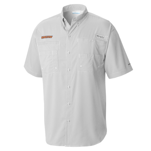  Columbia Cool Grey Tamiami Performance Short Sleeve Shirt - Athletics Wordmark