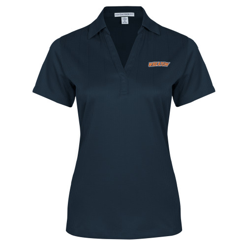  Womens Navy Performance Fine Jacquard Polo - Athletics Wordmark