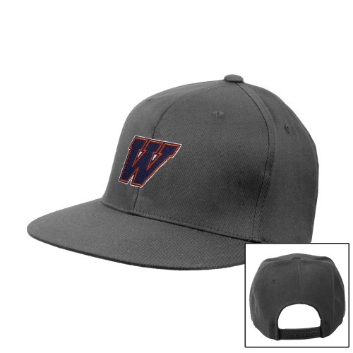 Charcoal Flat Bill Snapback Hat - W