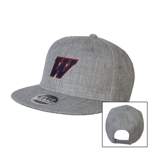  Heather Grey Wool Blend Flat Bill Snapback Hat - W