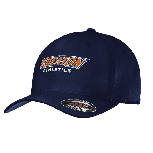  Navy Flexfit Structured Low Profile Hat - Wheaton Athletics