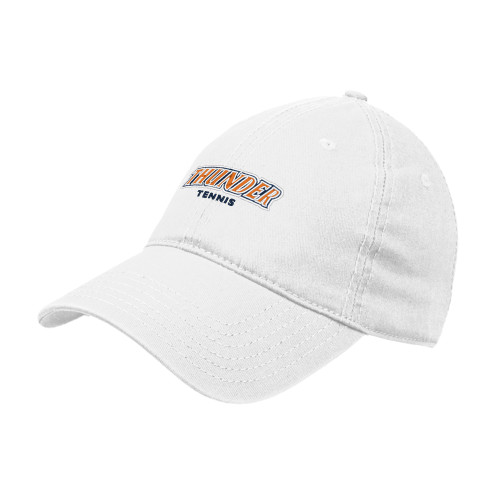  White Unstructured Adjustable Low Profile Hat - Thunder Tennis