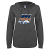 Thumbnail image for  ENZA Womens Dark Heather V Notch Raw Edge Fleece Hoodie
