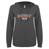 Thumbnail image for  ENZA Womens Dark Heather V Notch Raw Edge Fleece Hoodie