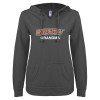 Thumbnail image for  ENZA Womens Dark Heather V Notch Raw Edge Fleece Hoodie