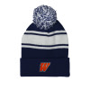 Thumbnail image for  Navy/White Two Tone Knit Pom Beanie w/Cuff