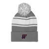 Thumbnail image for  Grey/White Two Tone Knit Pom Beanie w/Cuff