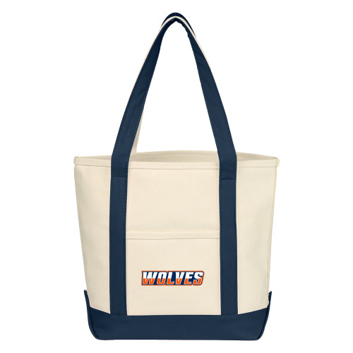  Cotton Canvas Natural/Navy Tote Bag - Athletic Wordmark
