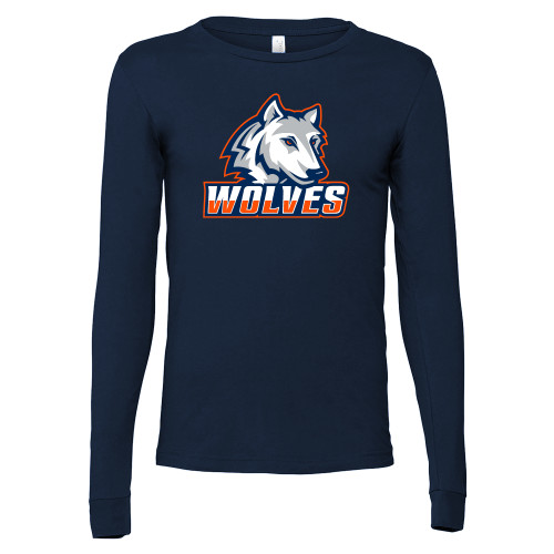  Bella + Canvas Navy Jersey Cotton Long Sleeve T Shirt - Mascot