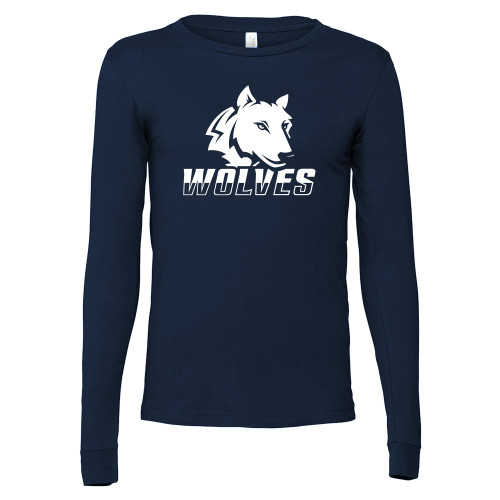  Bella + Canvas Navy Jersey Cotton Long Sleeve T Shirt - Mascot