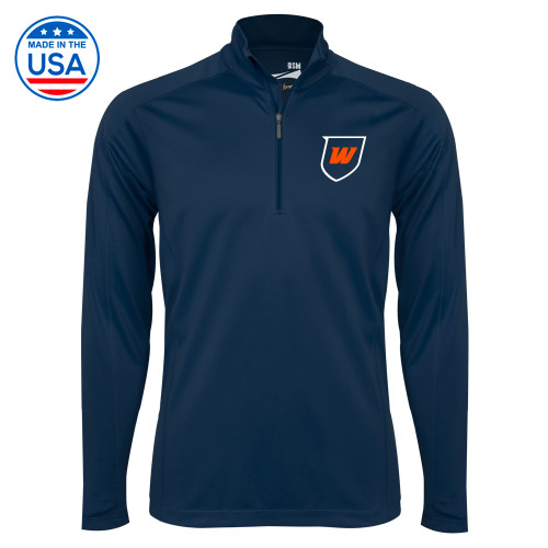  Syntrel Navy Interlock 1/4 Zip - Shield Icon