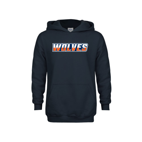  Youth Navy Fleece Hoodie - Athletic Wordmark