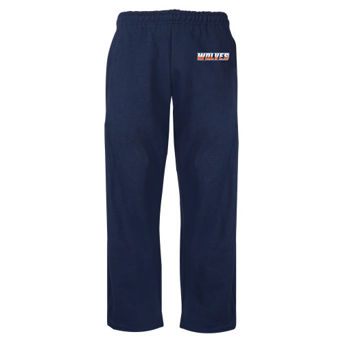  Navy Fleece Open Bottom Pant - Athletic Wordmark
