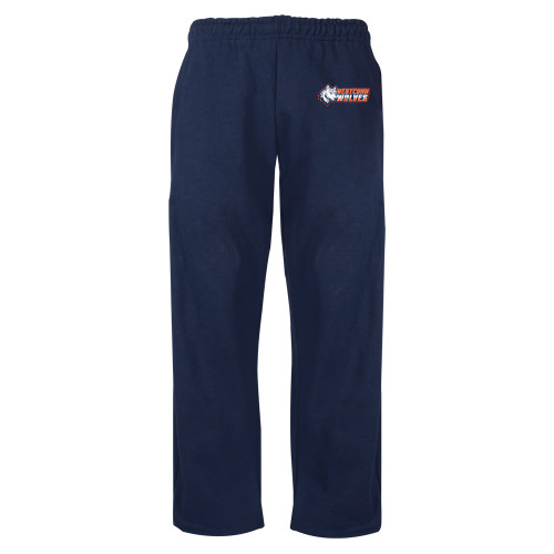  Navy Fleece Open Bottom Pant - Westconn Wolves Mascot Head Left
