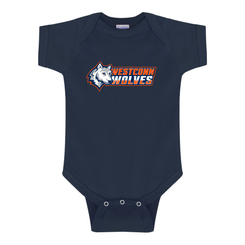  Navy Infant Onesie - Westconn Wolves Mascot Head Left
