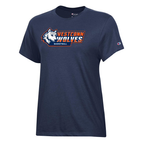  Champion Womens Navy Core Short Sleeve Tee - WestConn Wolves - Basketball