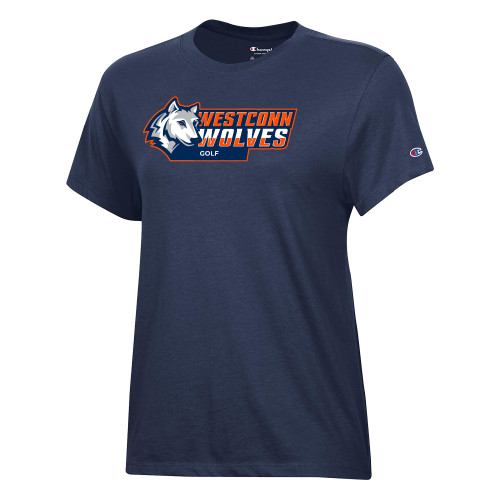  Champion Womens Navy Core Short Sleeve Tee - WestConn Wolves - Golf