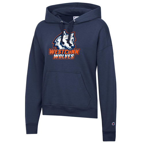  Champion Womens Navy Powerblend Pullover Hood - Westconn Wolves Athletic Mark