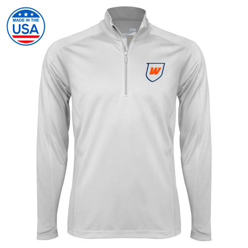  Syntrel White Interlock 1/4 Zip - Shield Icon
