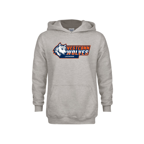  Youth Grey Fleece Hood - WestConn Wolves - Lacrosse
