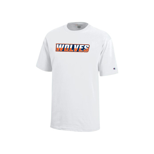  Champion Youth White Short Sleeve Tee - Athletic Wordmark